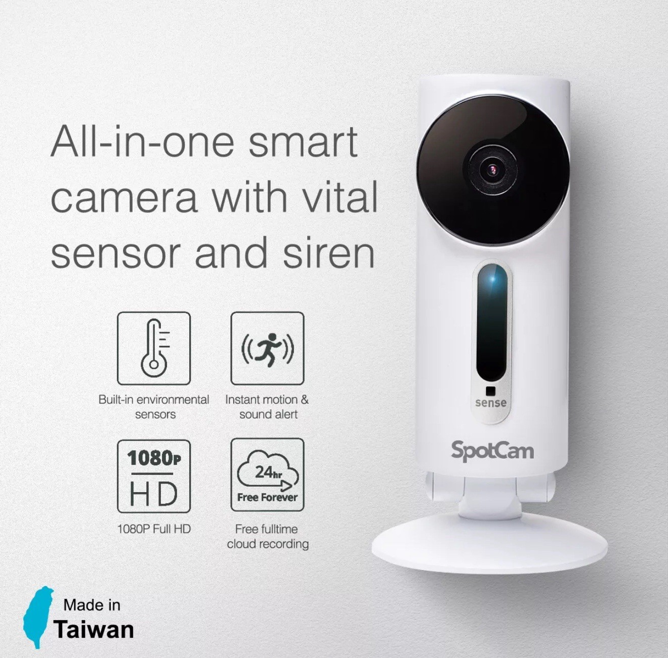 SpotCam Sense Wireless Security Camera 1080p, Motion Alert, Temperature Sensor