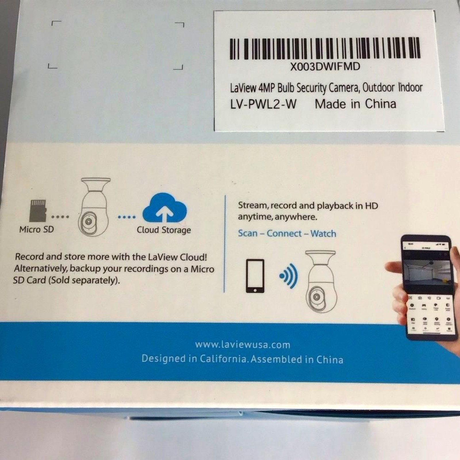 LaView Wi-Fi Smart IP Bulb Security Camera