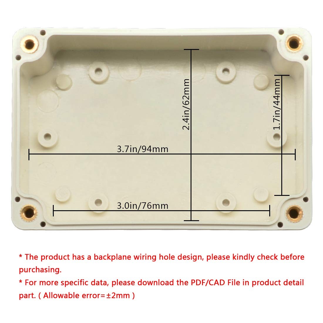 LeMotech Waterproof Dustproof IP65 ABS Plastic 3.9″x2.7″x2″, Pale Grey