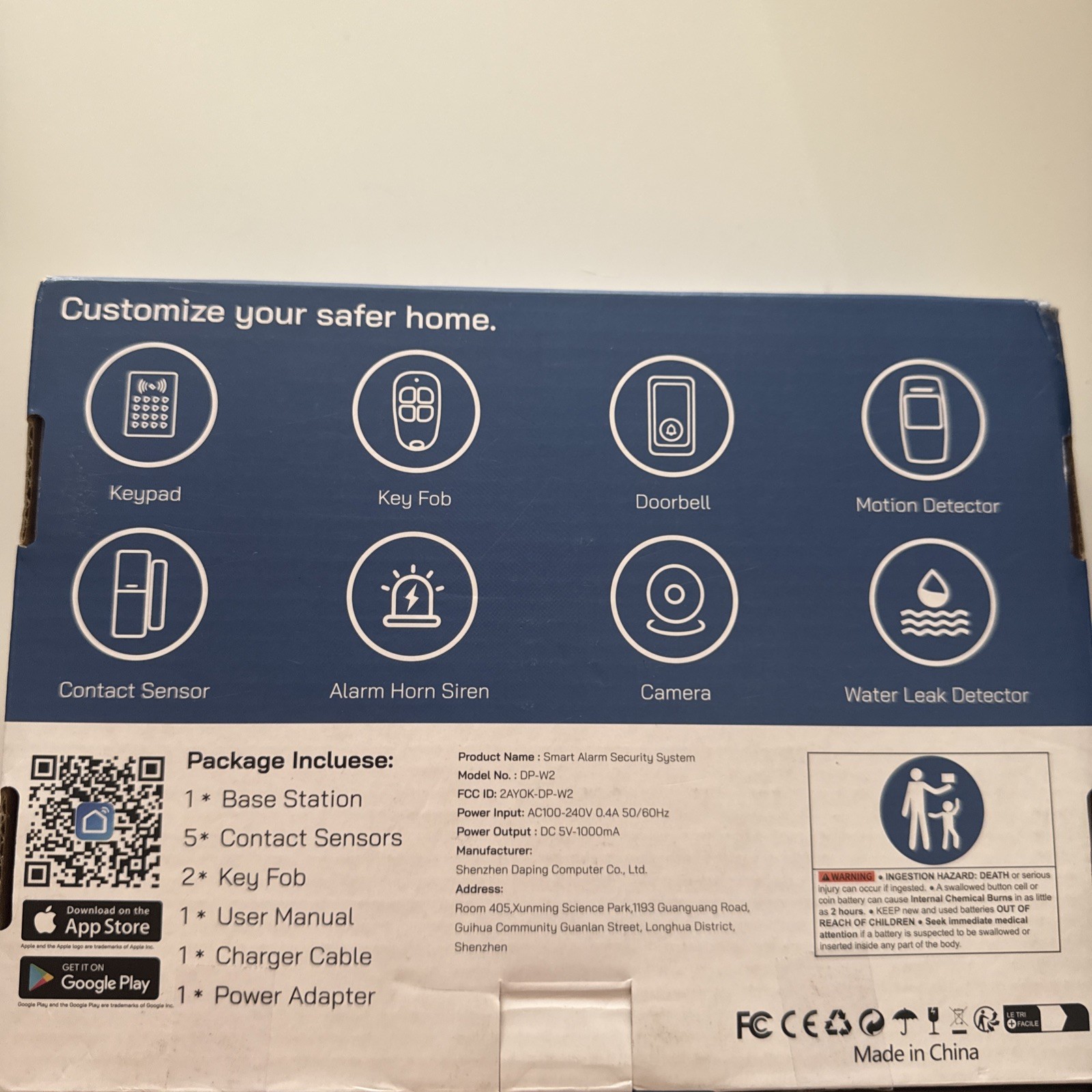 Tolviviov Alarm Wireless Home Security 8 piece set Complete Protection