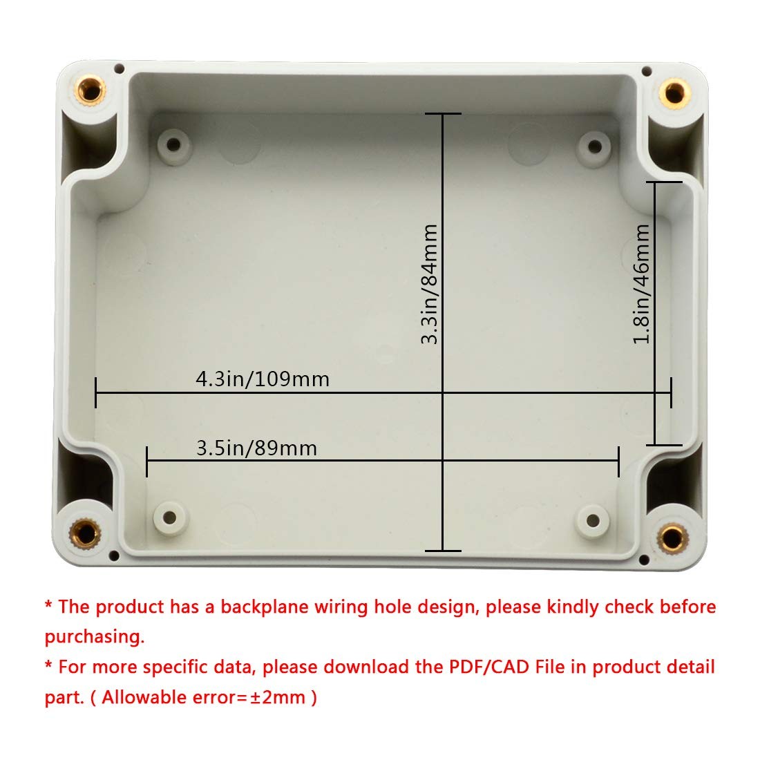LeMotech ABS Plastic Junction Box, Dustproof 4.53″ x 3.54″ x 2.16″, Clear