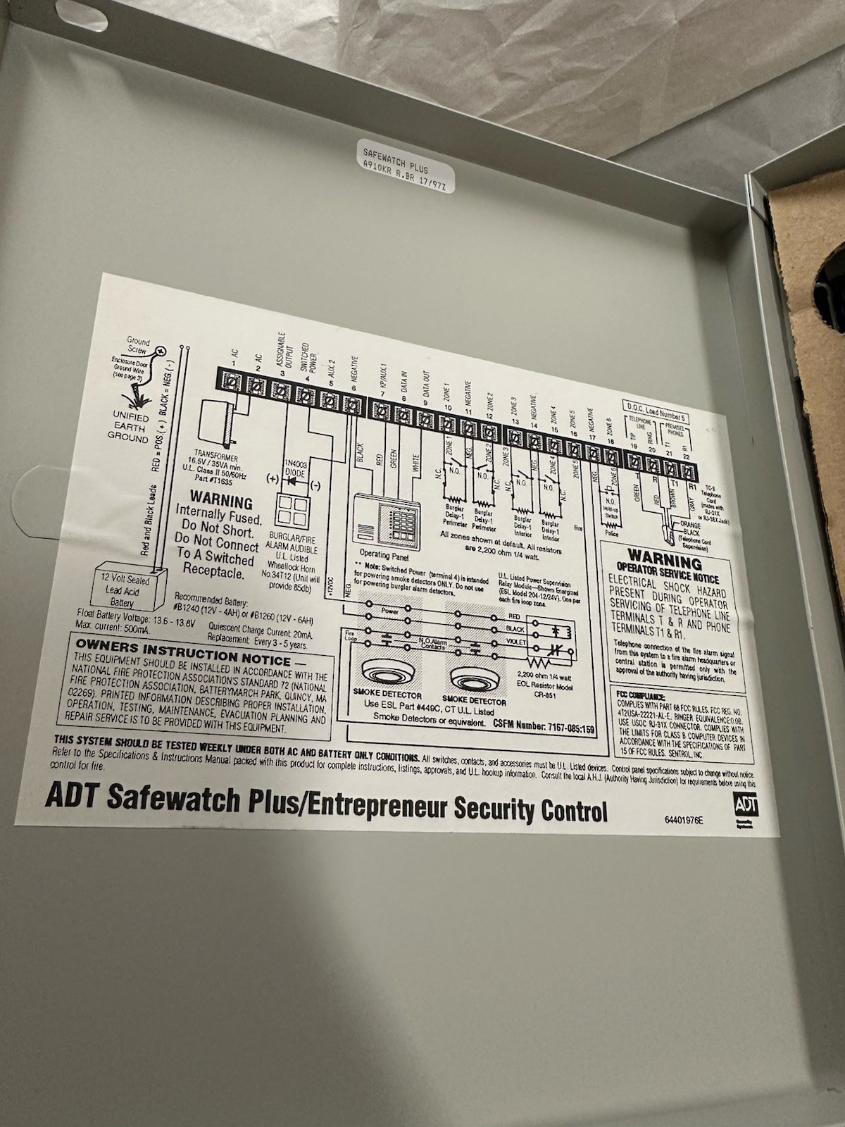 NEW ADT Safe Watch Plus/Entrepreneuer Security Control Panel