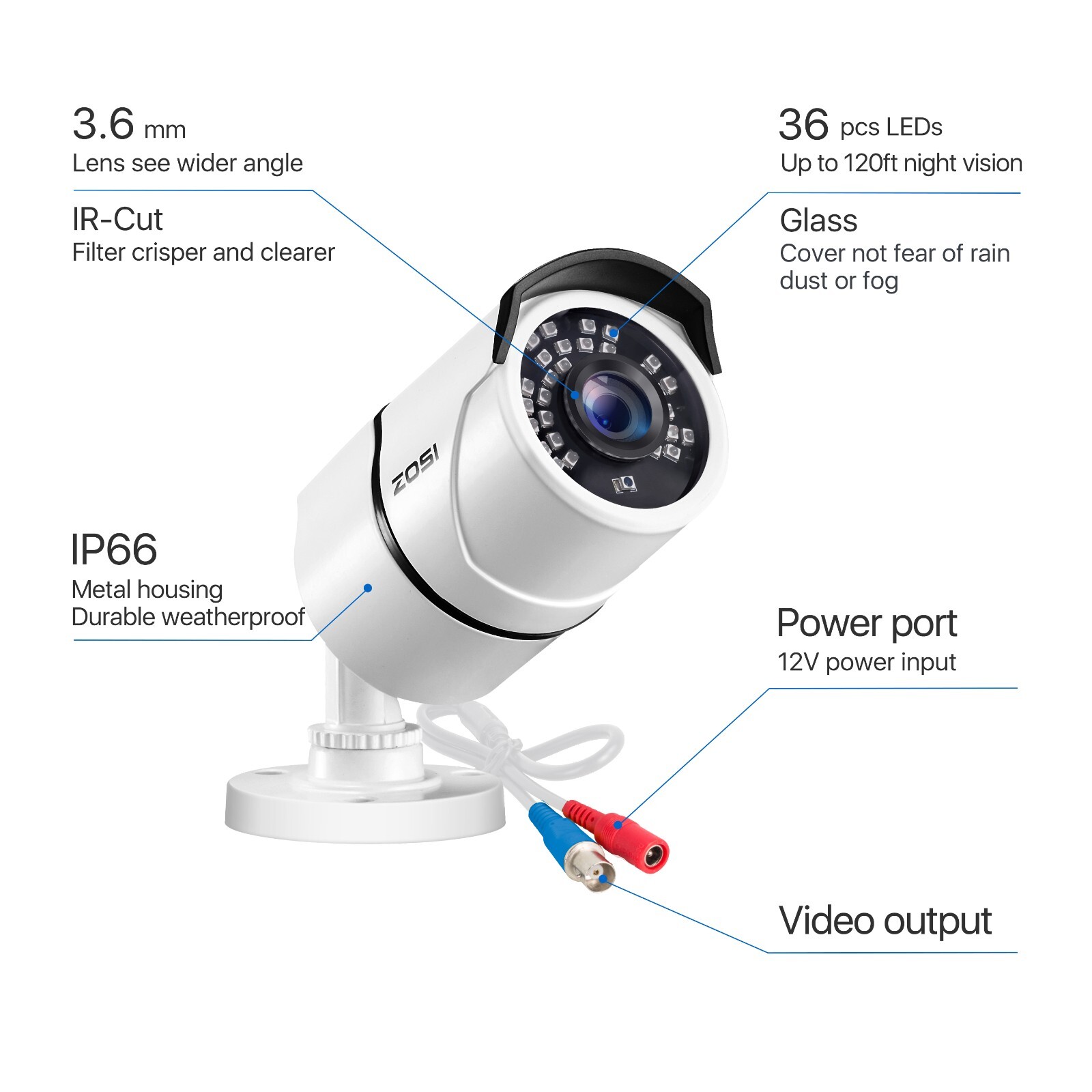 ZOSI 1080p CCTV HD Motion Detection Instant Alert Security Camera Remote Access