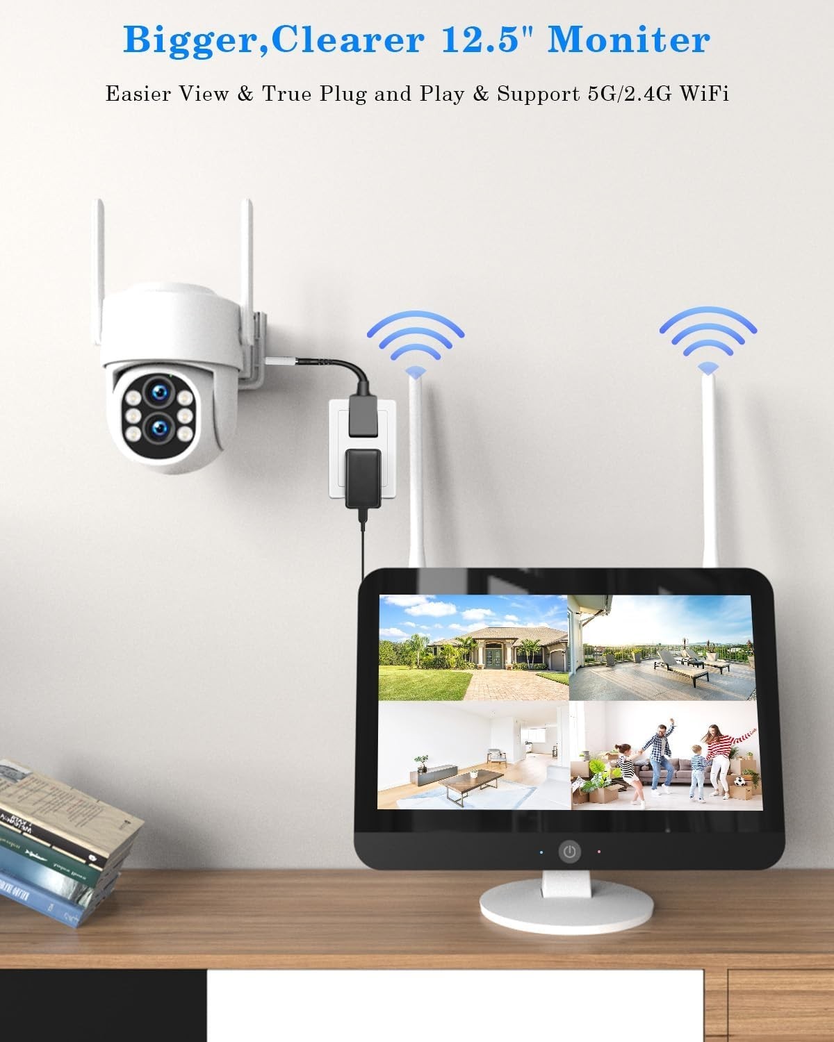 4K Wireless Security Camera System-Dual Lens 10X Zoom,2.4G/5G PTZ Outdoor Camera