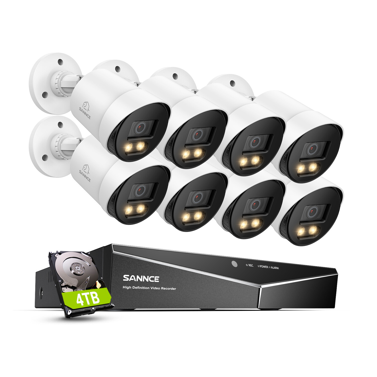 SANNCE 5MP 8CH DVR Color Night Vision CCTV 1080P Security Camera System Outdoor