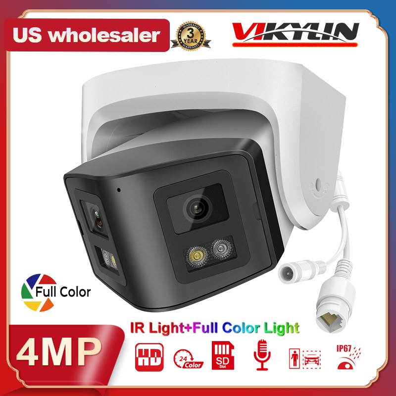 Vikylin 16ch 4MP Camera CCTV System 170° Dual Lens Full Color IR 4k POE NVR Lot