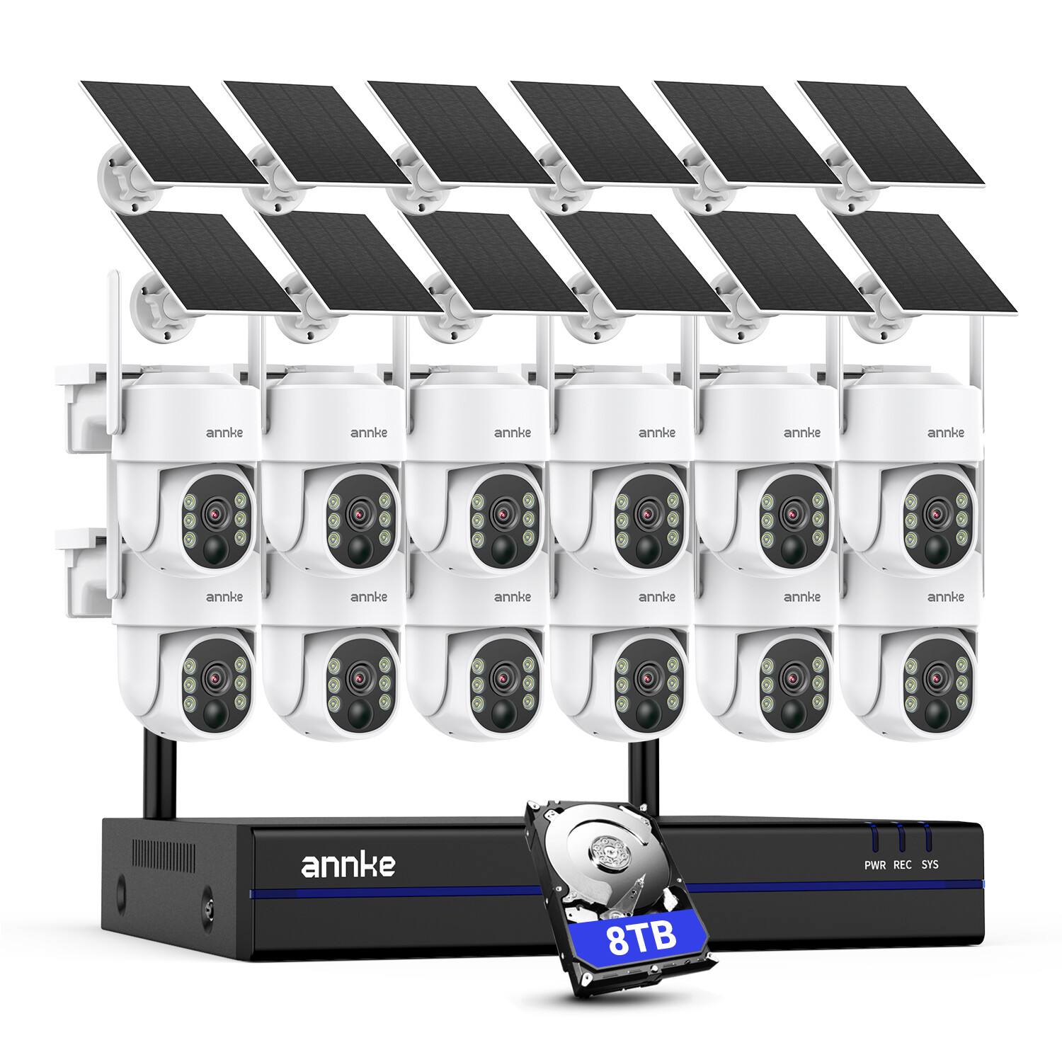 ANNKE 4MP Wireless PT Security IP Camera System Wifi Solar Battery Two Way Audio