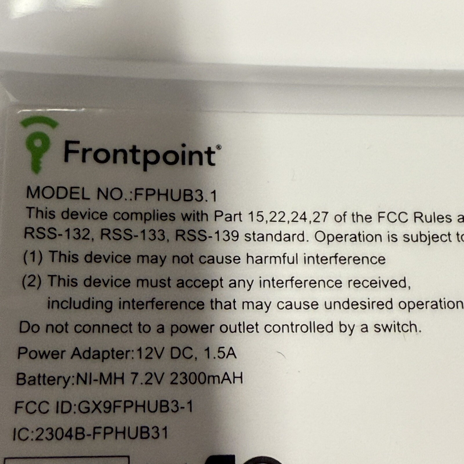 Frontpoint Security System Hub Model FPHUB1 front point