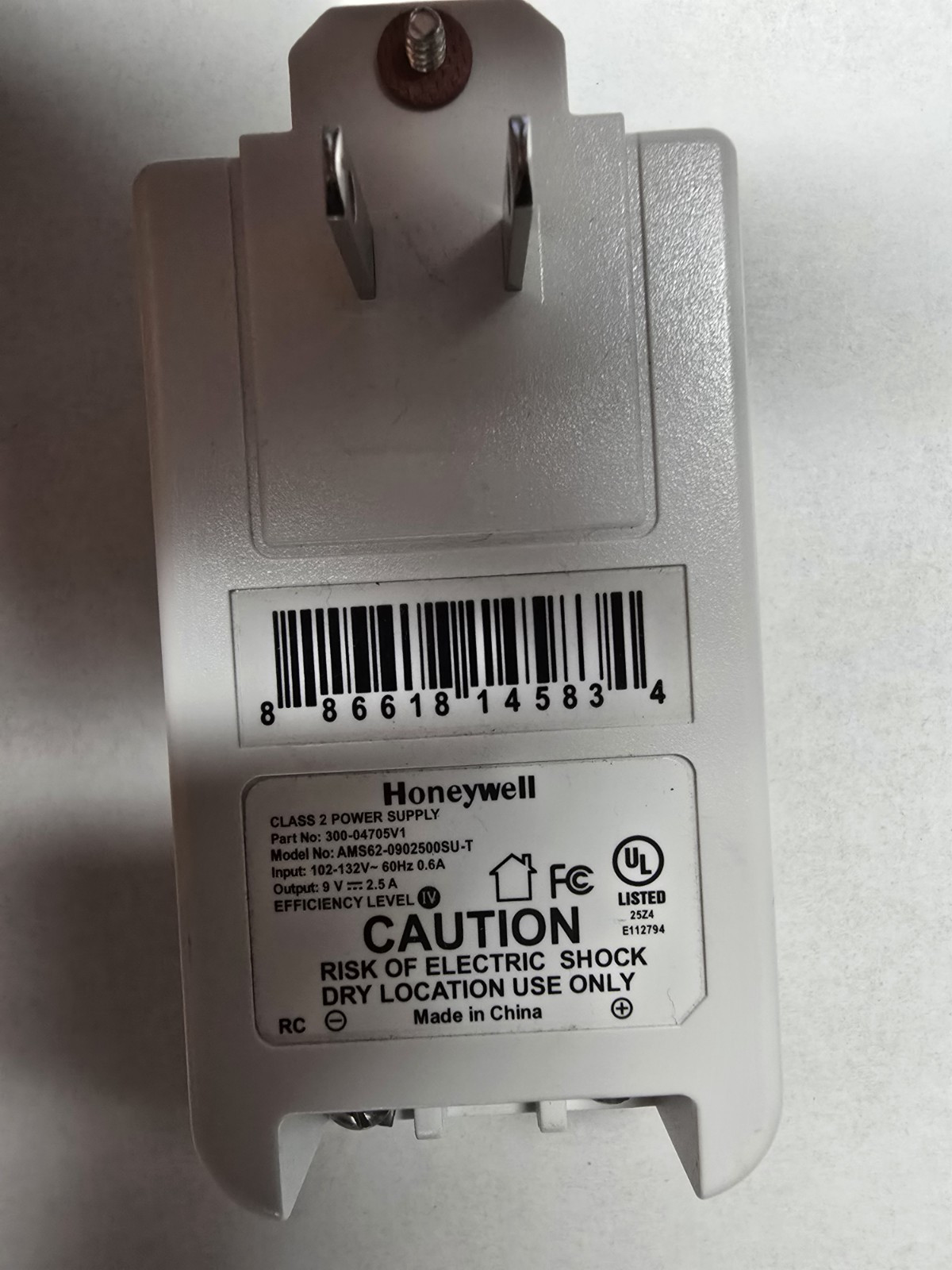 Honeywell Lynx Transformer for Touch L51/ L5200 L5210 L7000 9V DC 2.5 A