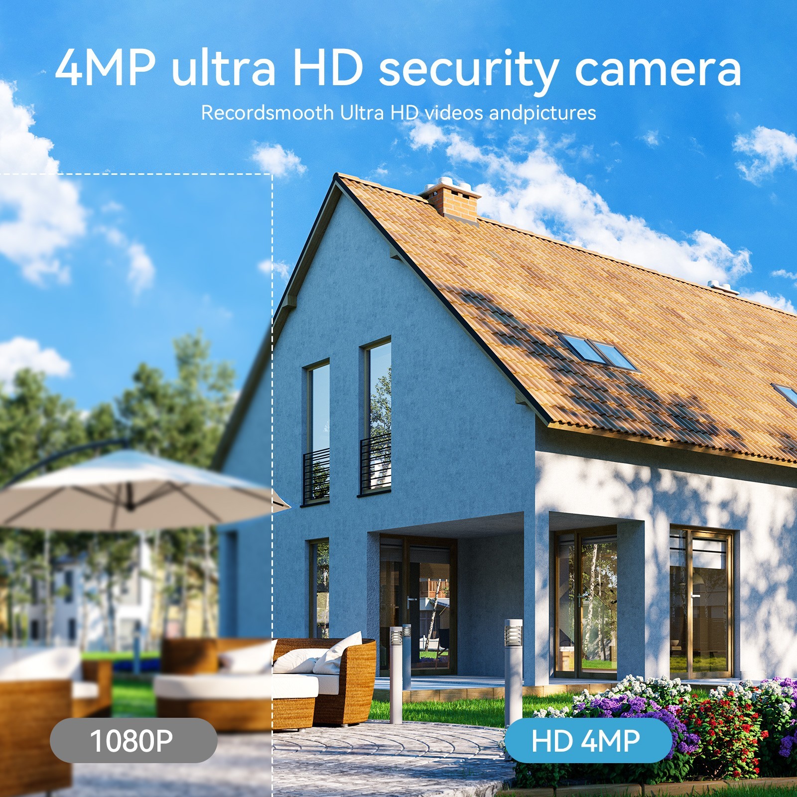 4MP Solar Wireless Home Outdoor CCTV Security Camera System WIFI NVR Monitor