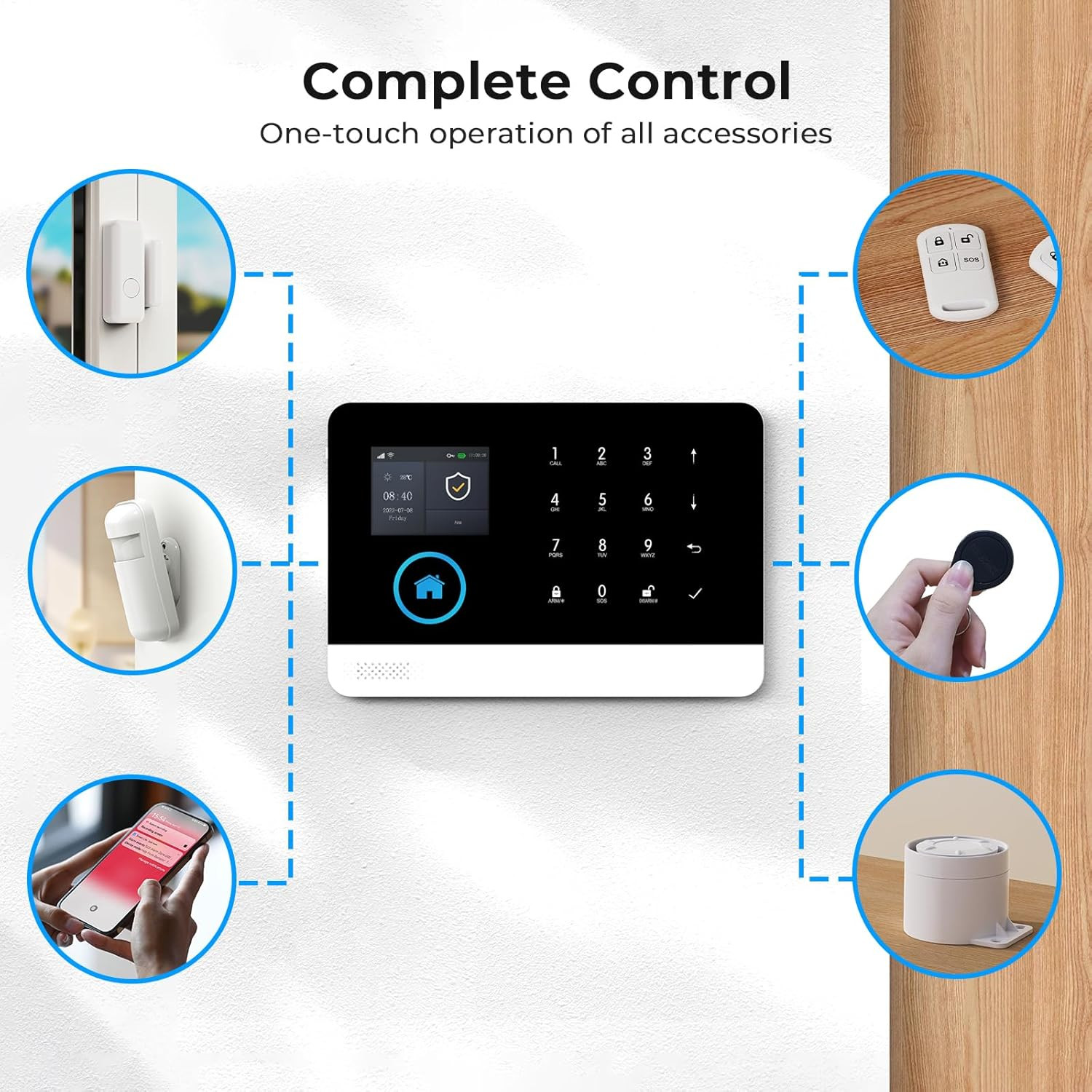 Wireless Home Security System with App Alerts, No Subscription, Camera Included