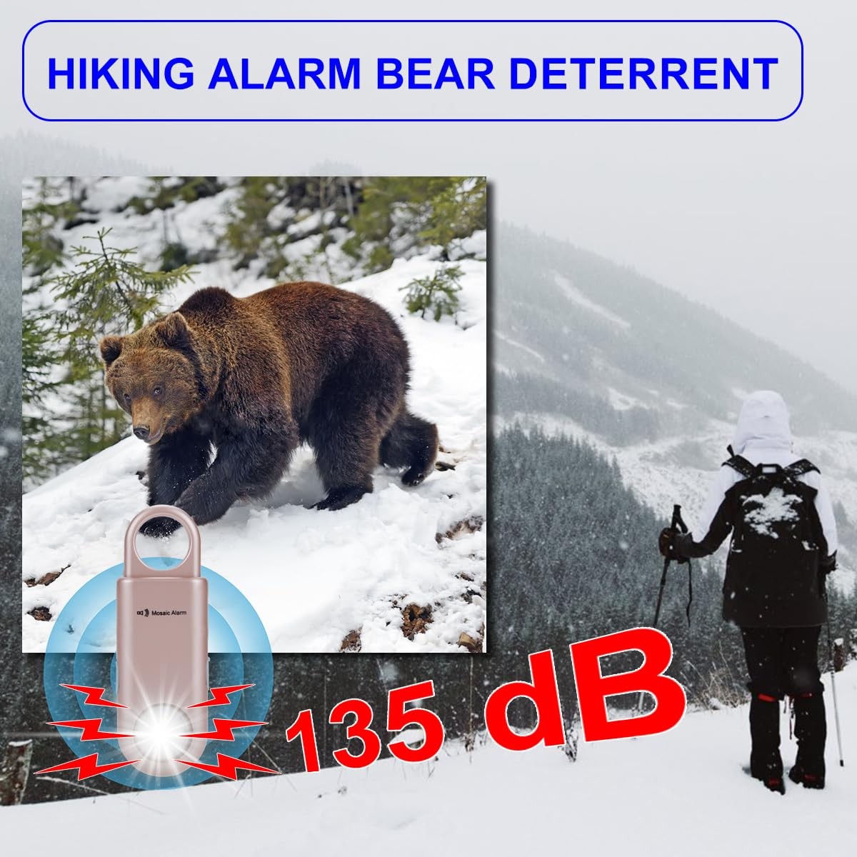 135dB Rechargeable Personal Safety Alarm Strobe Light Flashlight Keychain Sir…
