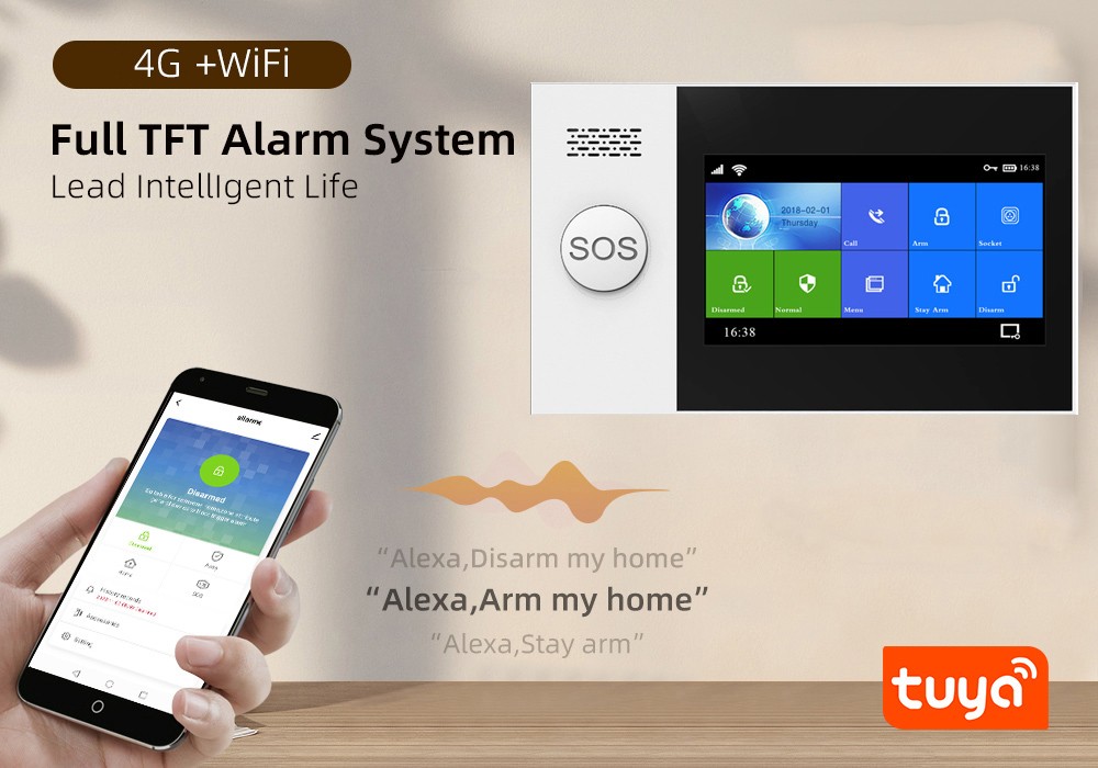 C21 Tuya APP WiFi+4G Sim Card SMS Wireless IR Home Security Alarm Burglar System