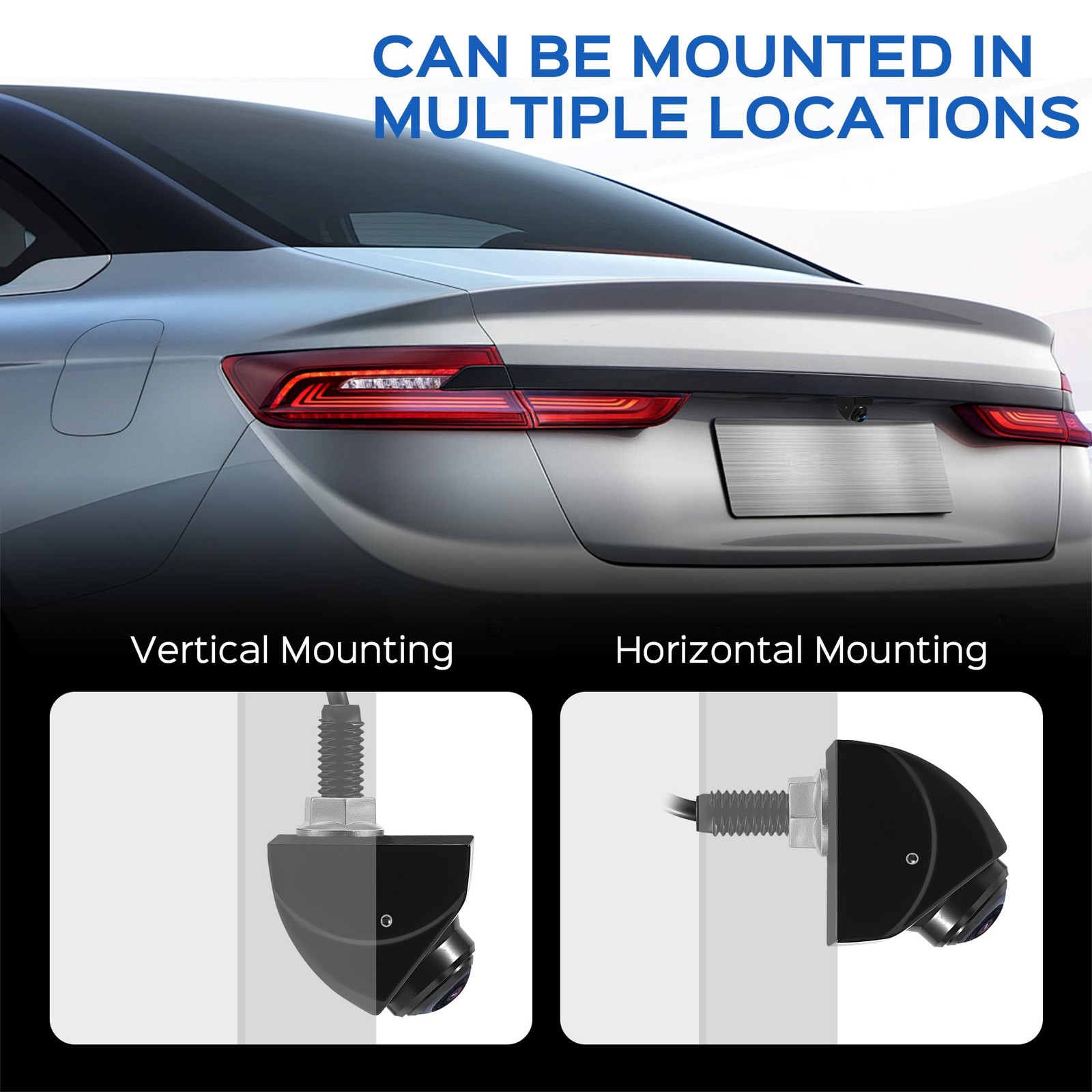 Backup Camera with Switchable Front View – 1080P Metal AHD, 170° Wide Silver