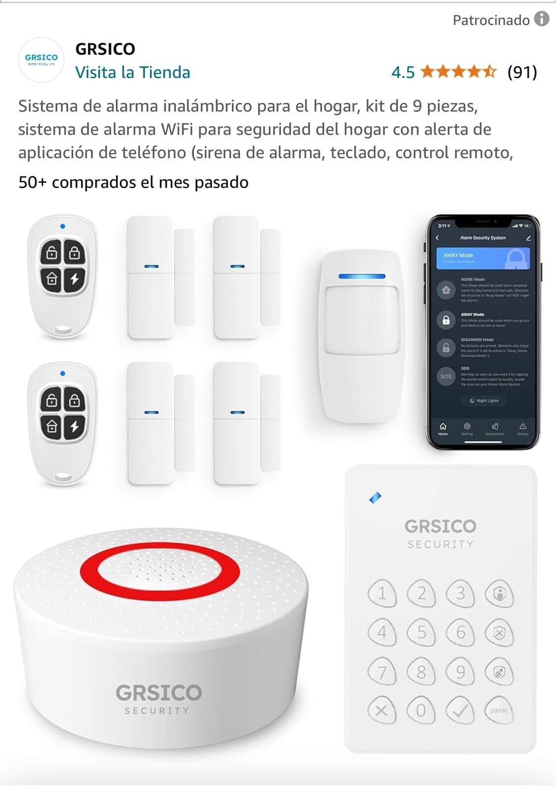 Alarm System for Home Security, GRSICO. 9 Piece