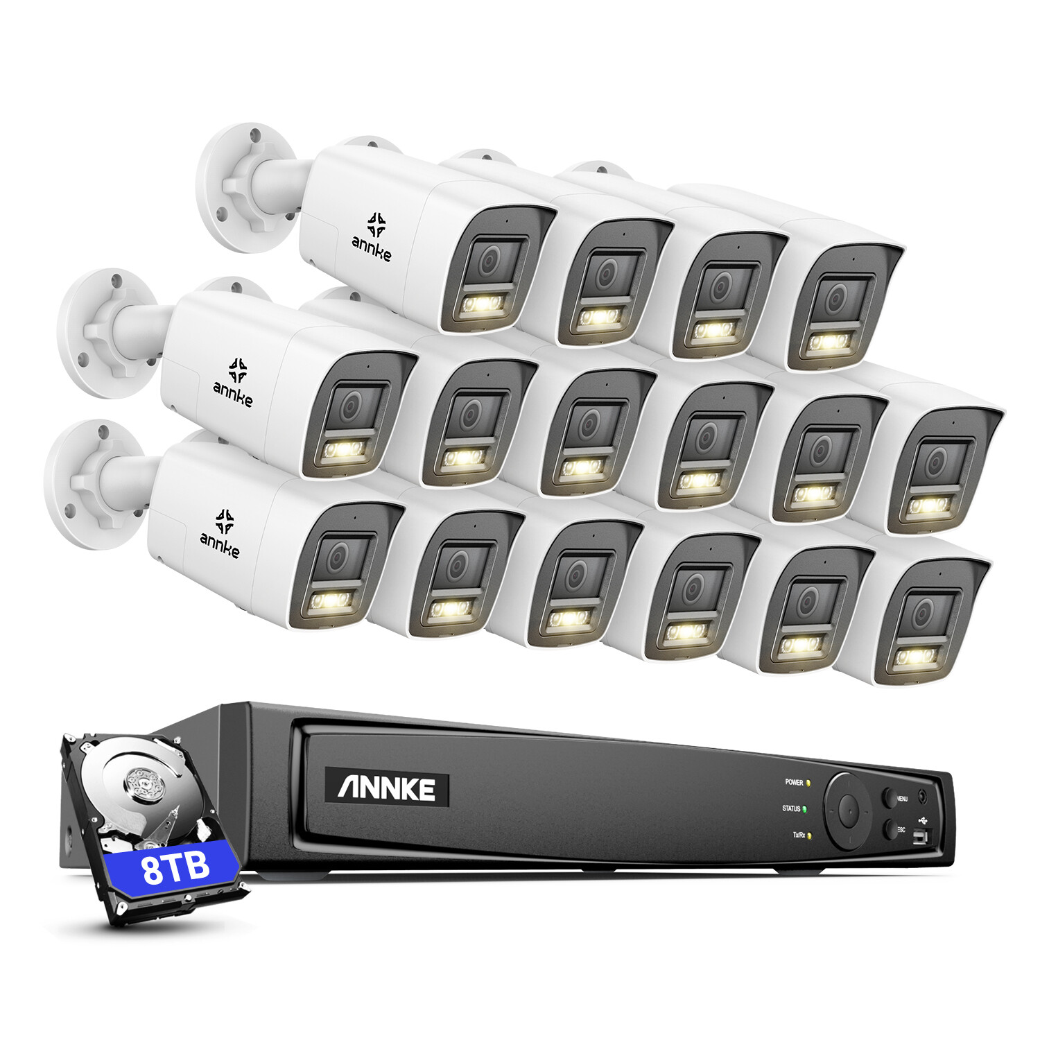 ANNKE 16CH 12MP NVR 3K POE Two Way Audio Security Camera System AI Color Night