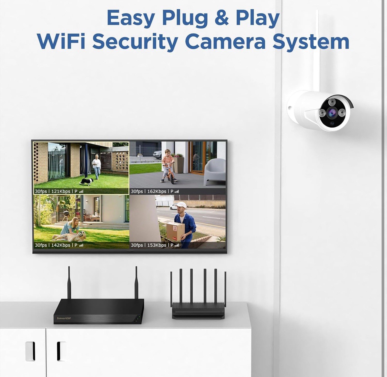 Wireless Security Camera System 5MP 10CH NVR Audio Human Detection Camera System