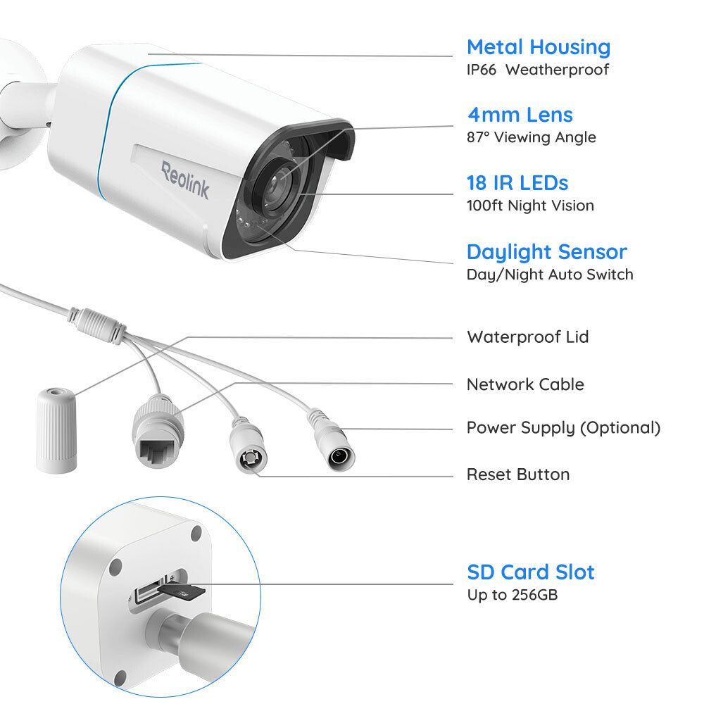 Reolink PoE Security Camera System 4K RLC-810A 8CH NVR Kit 2TB Smart Detection