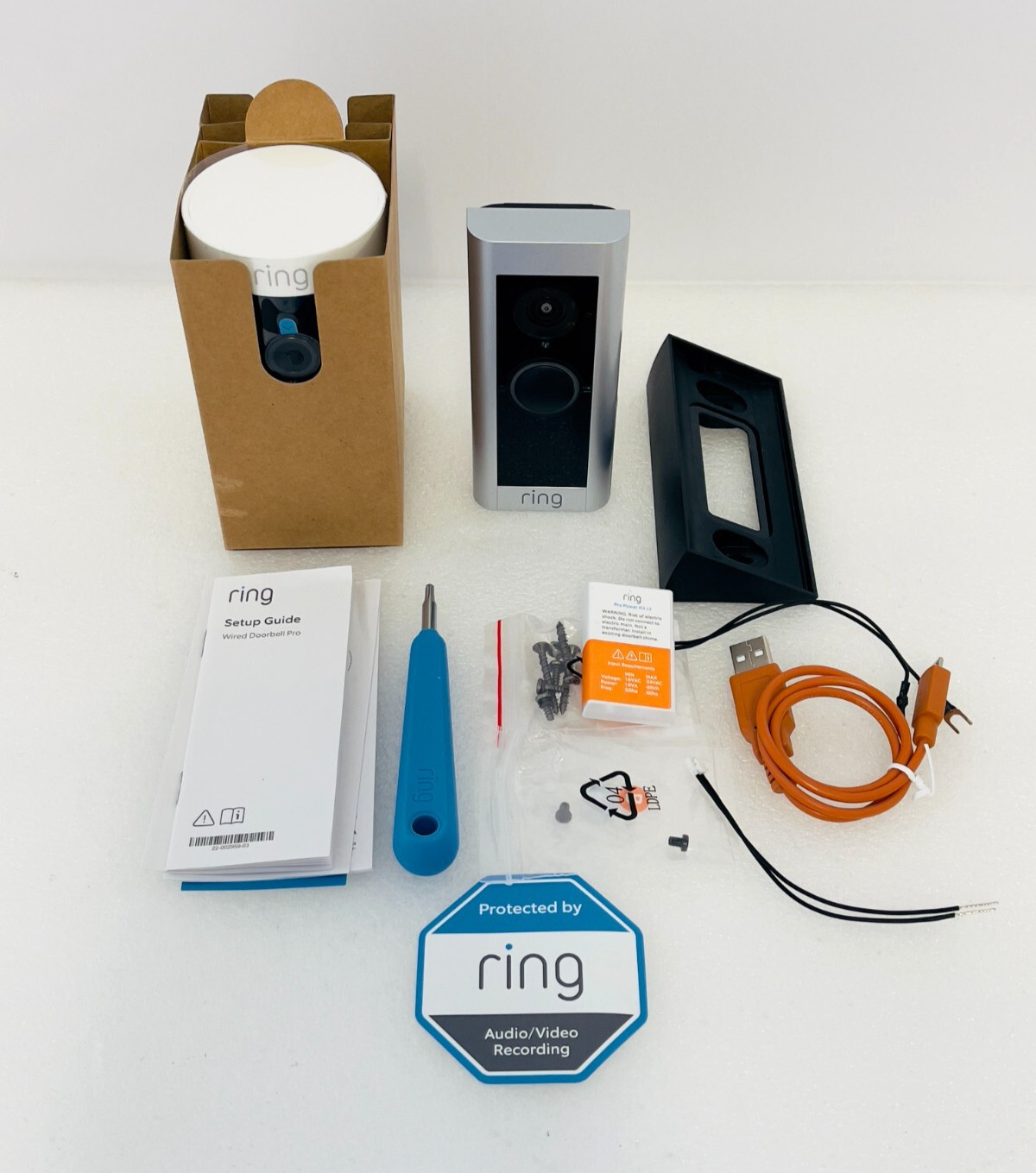 Ring Doorbell Pro with Stick Up Cam Night Vision and 2 Way Audio, Open Box