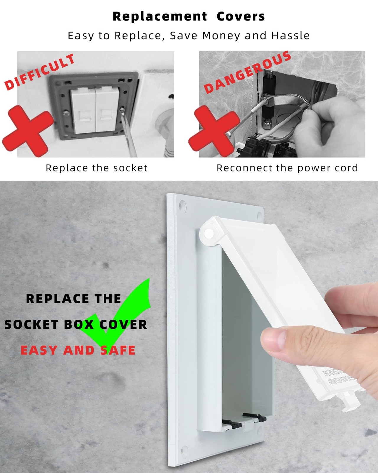 Electrical Box Replacement Cover, DBVC-1 Extra 1-Gang (Vertical)-1Pack, White