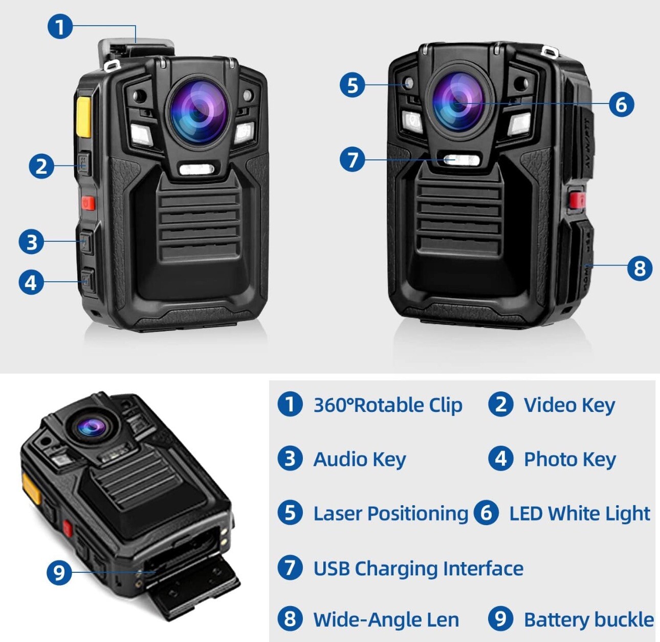 CAMMHD Body Worn Camera HD video, HD pictures, Night Vision, Auto Zoom