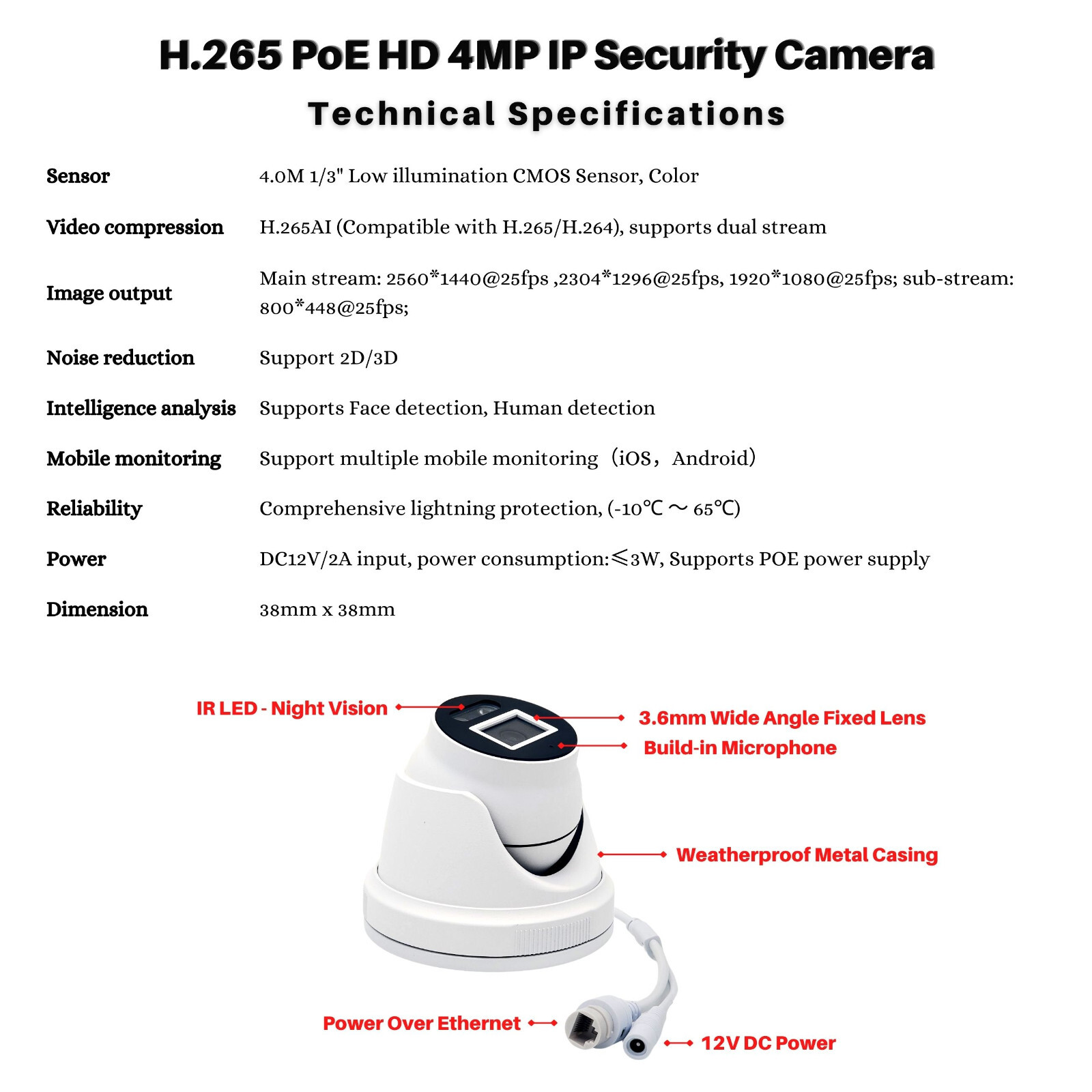 4K 8MP 16 Channel IP PoE Security Camera System with Audio and 12TB Hard Drive