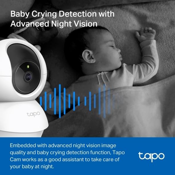 Tapo 2K Pan/Tilt Security Camera for Baby Monitor, Dog 2-Pack, White