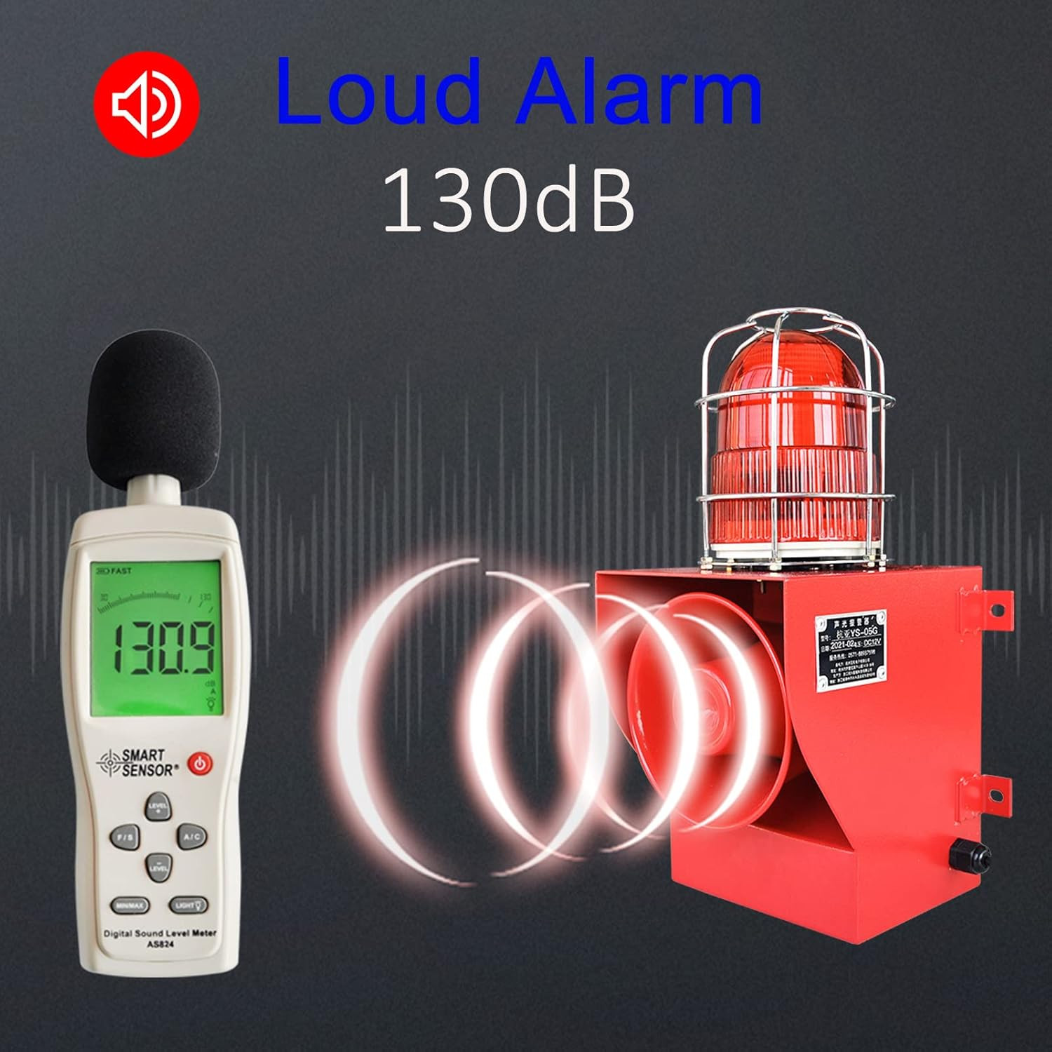 Alarm Siren IP66 Waterproof Outdoor 130Db Horn 45W Security Sirens for Ports, Do
