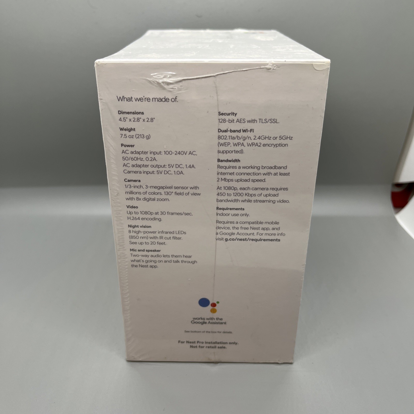 Google Nest Pro Indoor Security Camera (NC1103US)(A0005) Black – Sealed