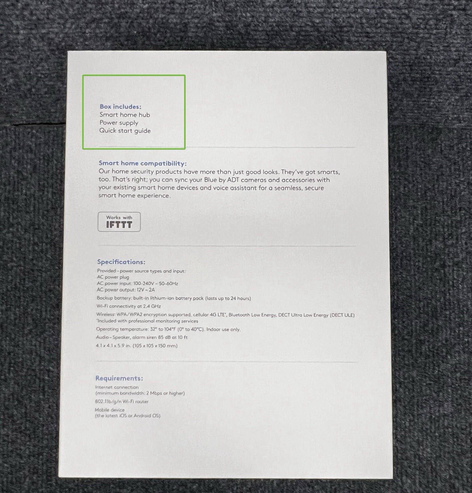 New Blue By ADT Smart Home Hub S40LR0-01 Pearl Gray
