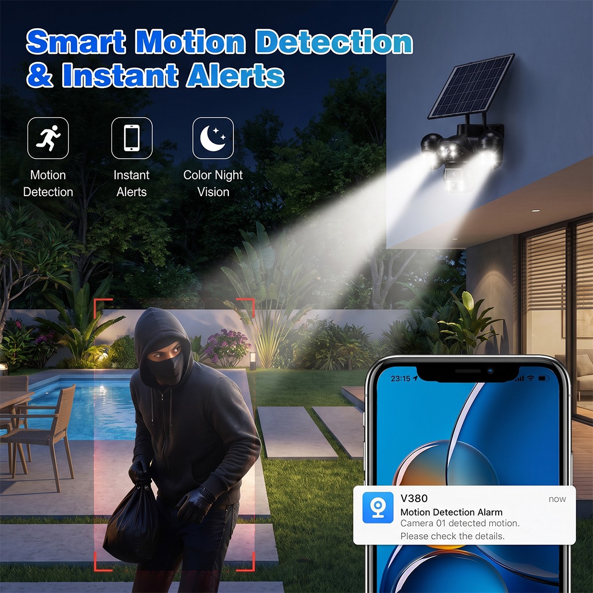 4PCS Camara De Seguridad Solar Inalambricas Para Exterior Con Vision Nocturna HD