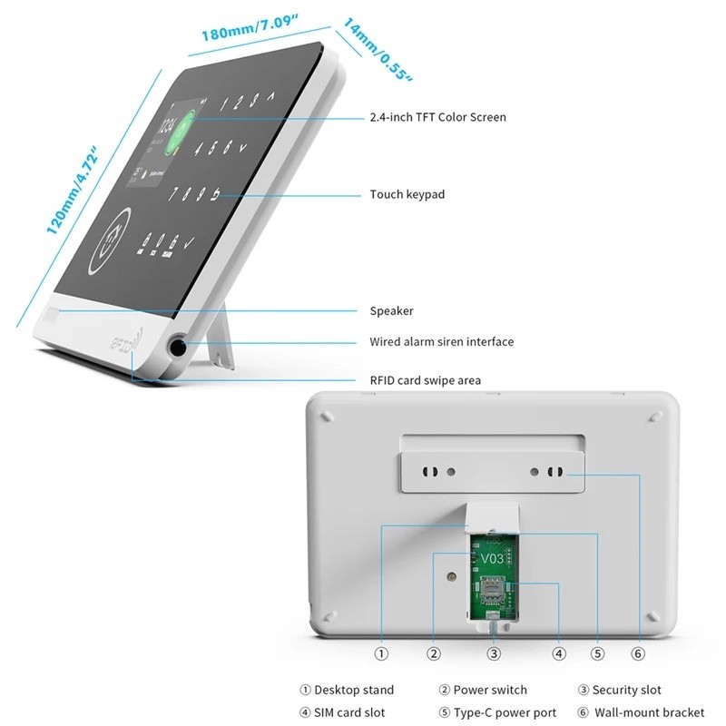 Smart WiFi GSM Home Security Alarm System Touch Keyboard RFID APP Control Alexa