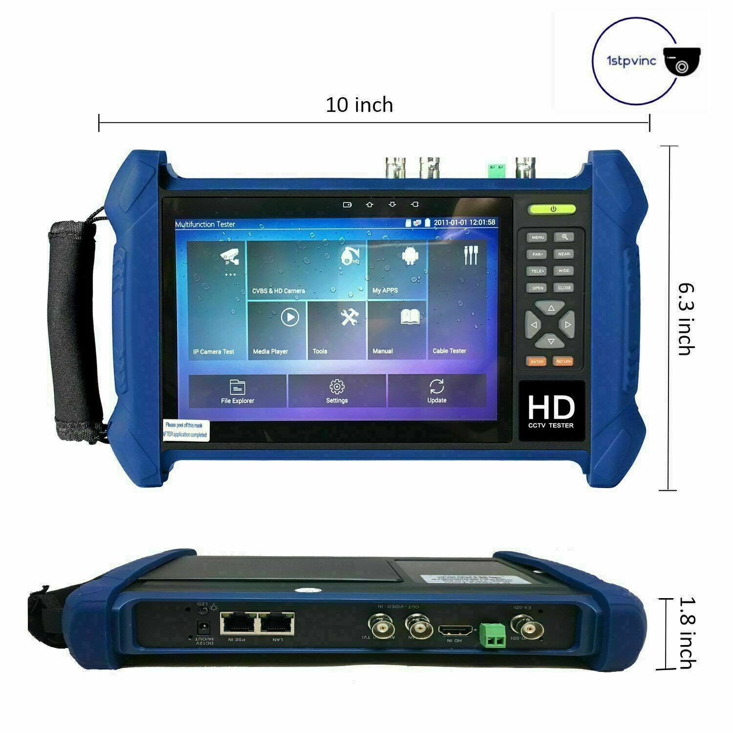 1PV 7″ 8MP Tester Monitor for Security System 3840×2160 for 5 in 1 Camera Analog