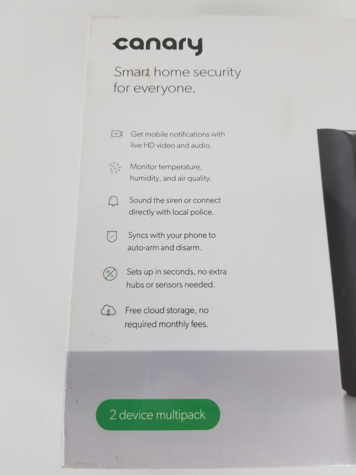 Canary Smart Home Security Cameras 2-Pack Multipack Black HD Wi-Fi