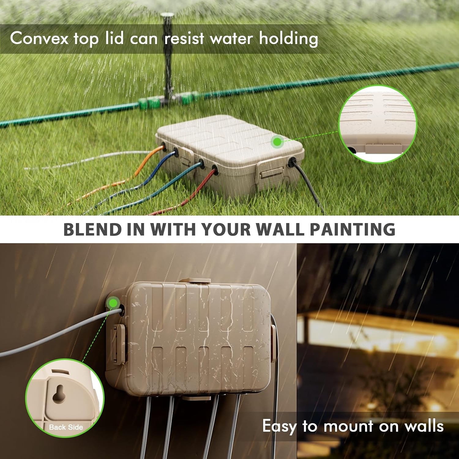 Flemoon Outdoor Electrical Box Waterproof, IP54 Waterproof Extension Almond