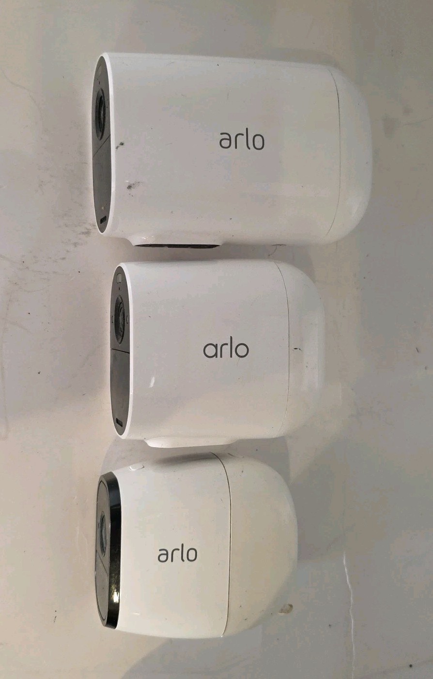 Lot Of 3 Arlo/Netgear Security Cameras /Base Station, Batteries & Charger AS IS