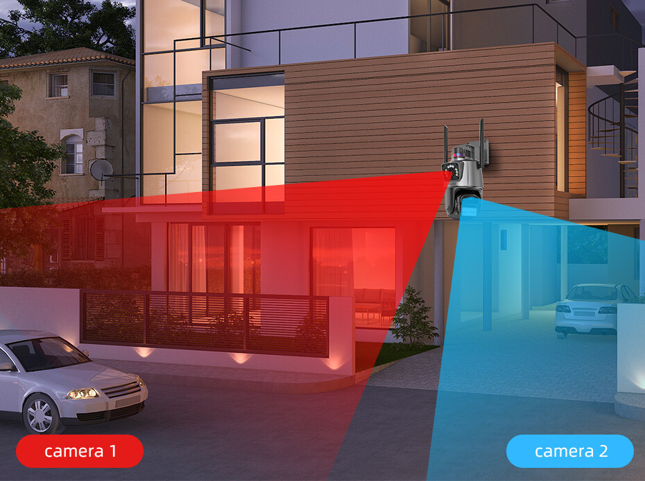 ICSee Dual Lens WiFi IP Camera Wireless Outdoor CCTV PTZ Home Security IR Cam US