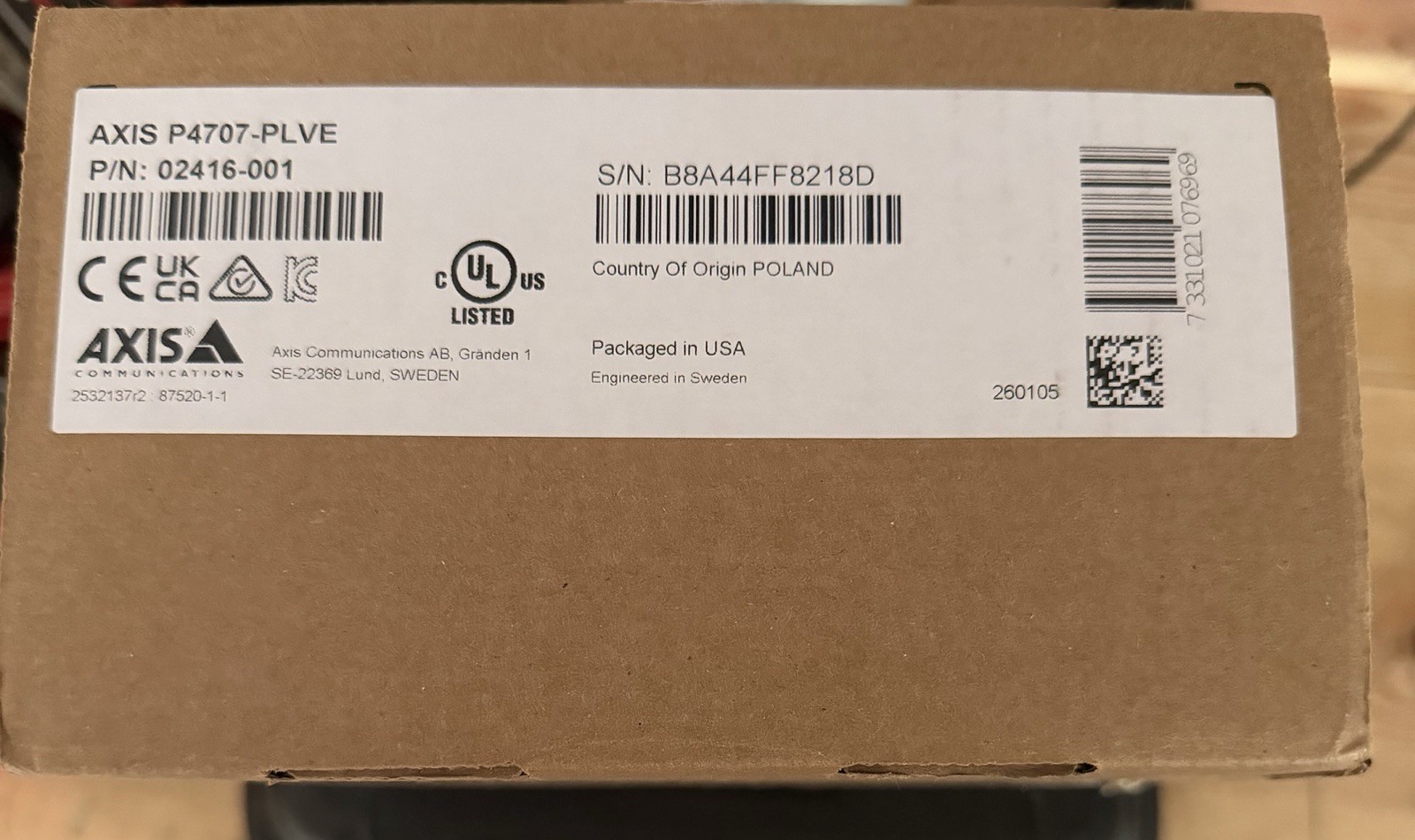 AXIS P4707-PLVE Panoramic Dual Sensor