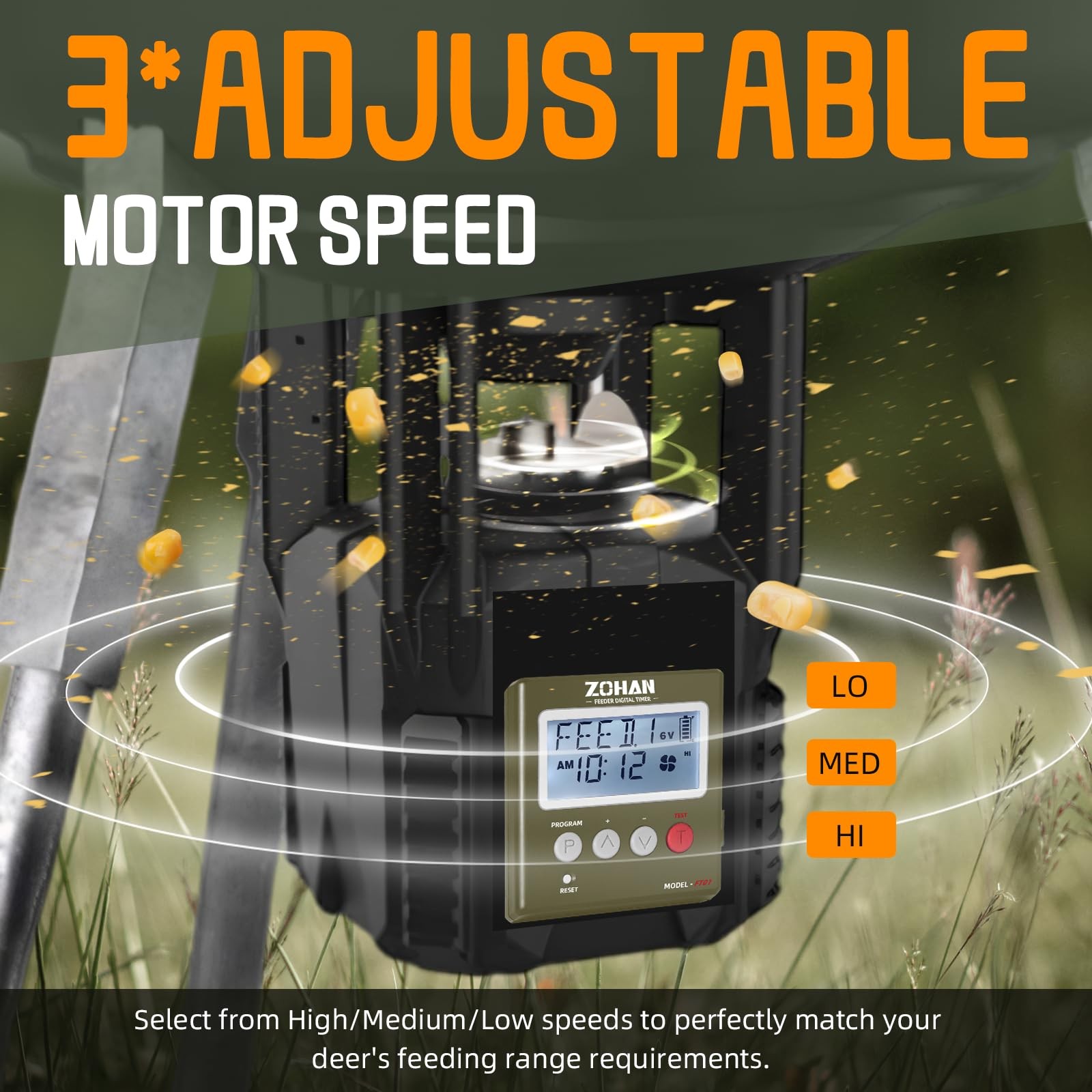 ZOHAN FT01 Deer Feeder Timer – Universal 6V/12V 24h Automatic AMY GREEN
