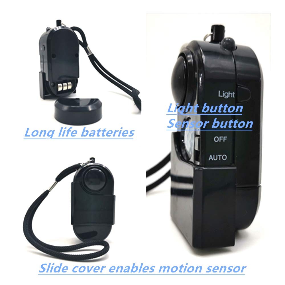 Portable Mini Motion Detector Alarm + 120DB Ear-Piercing Siren + SOS LED Ligh…
