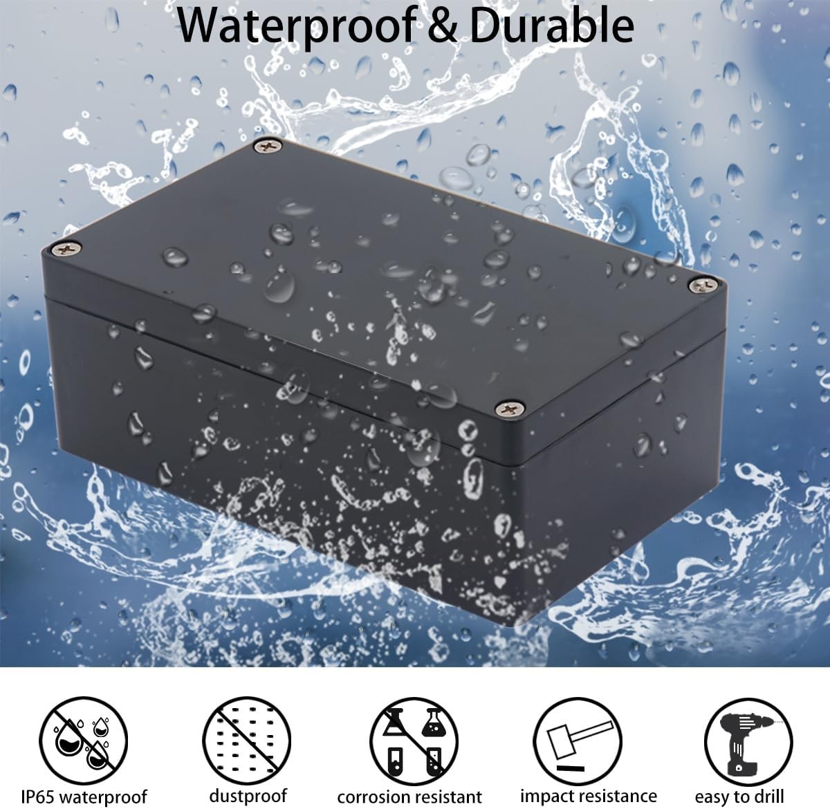 Project Box ABS Plastic Black Electrical Boxes IP65 7.87″x4.72″x2.95″,