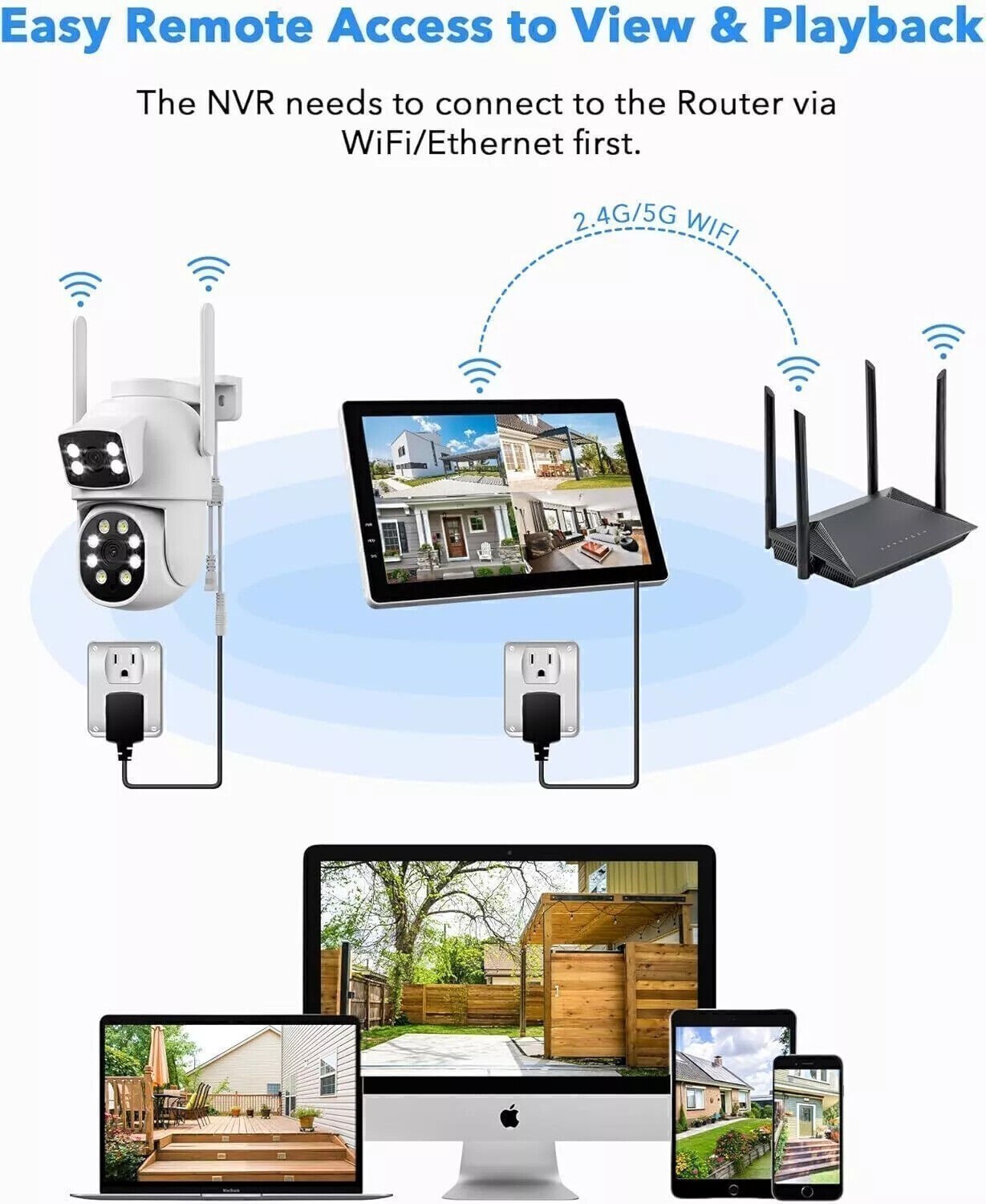 Wireless WiFi Outdoor Security Camera System Wide Angle Video Surveillance Cams