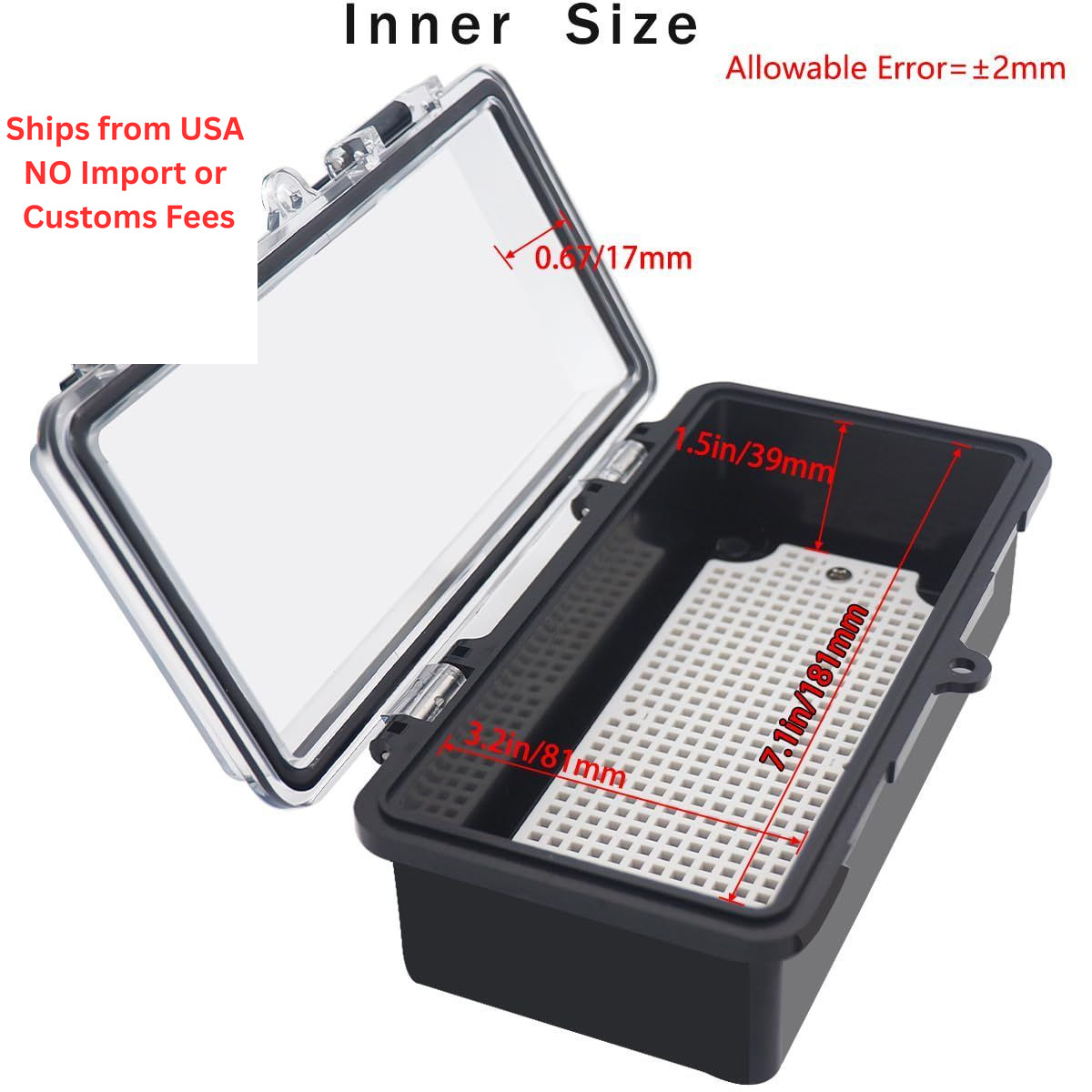 Otdorpatio Junction Box, Hinged Black Clear Cover IP67 7.9″x3.9″x2.8″,