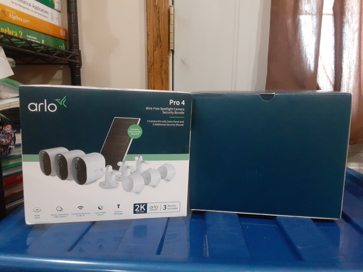 Brand New, Open Box, Arlo Pro 4 3-Cam Kit with Bonus Solar Panel – White, 2K ?