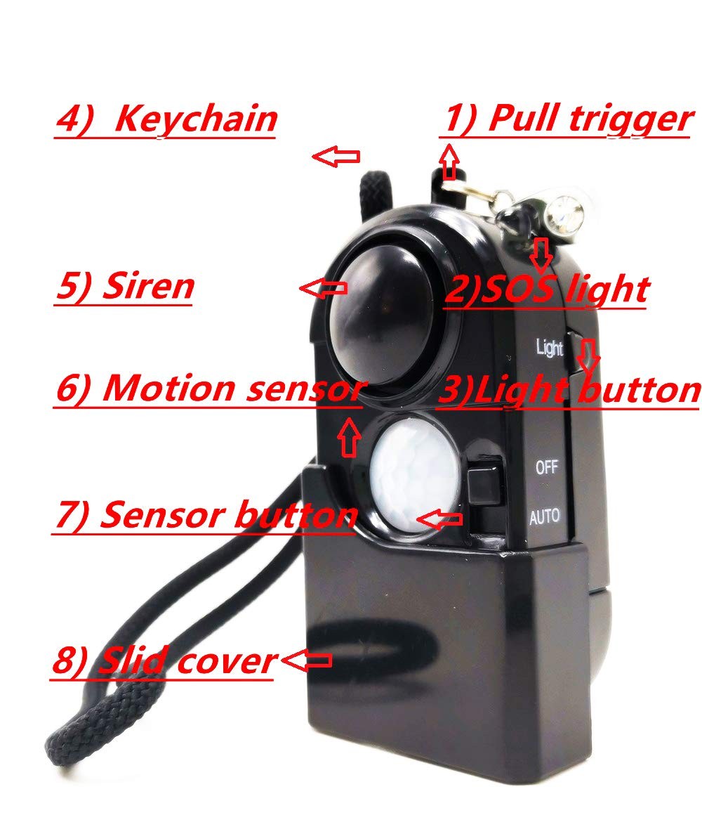 Portable Mini Motion Detector Alarm + 120DB Ear-Piercing Siren + SOS LED Ligh…