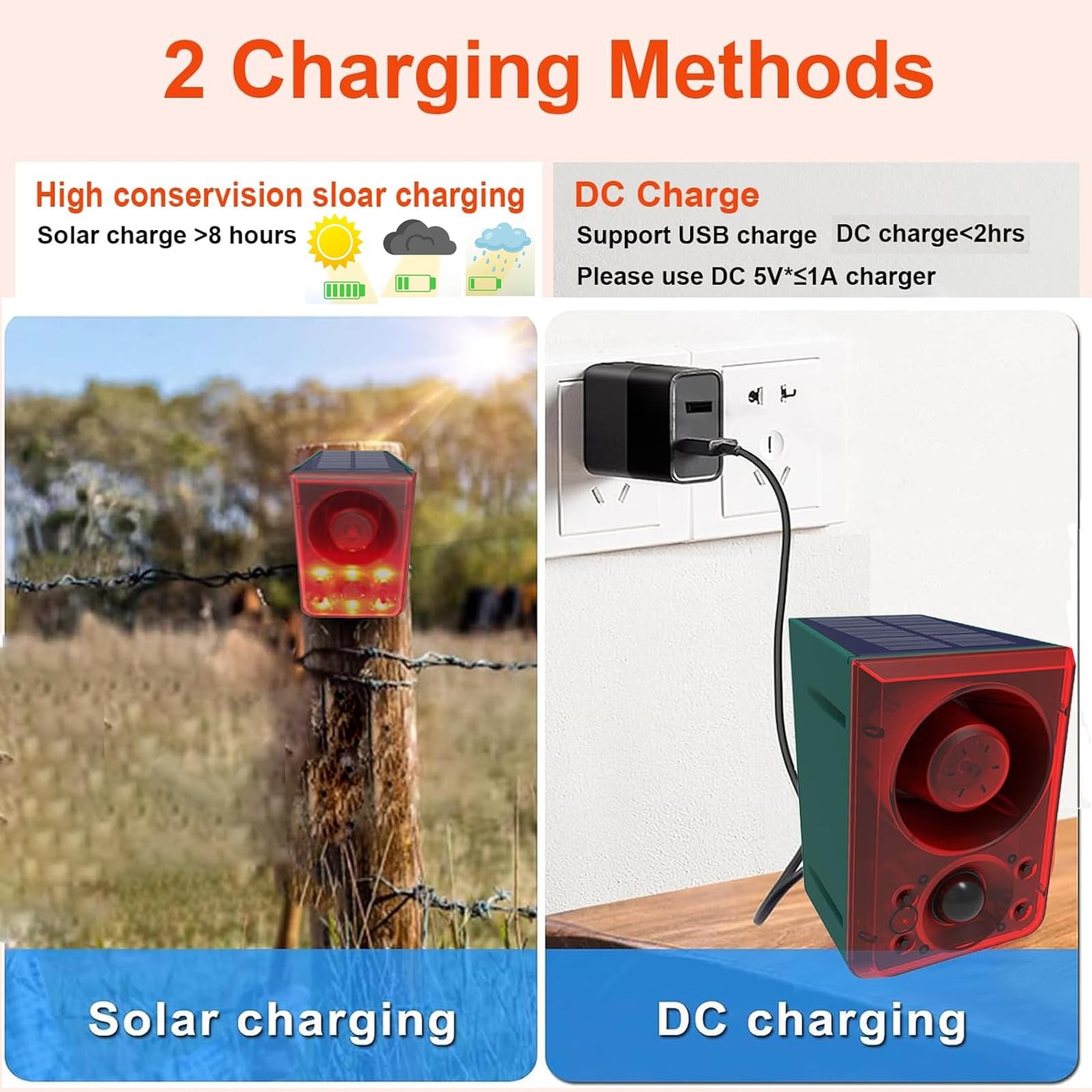 Solar Motion Detector Alarm Light,130db Sound Warning Security Strobe Siren L…