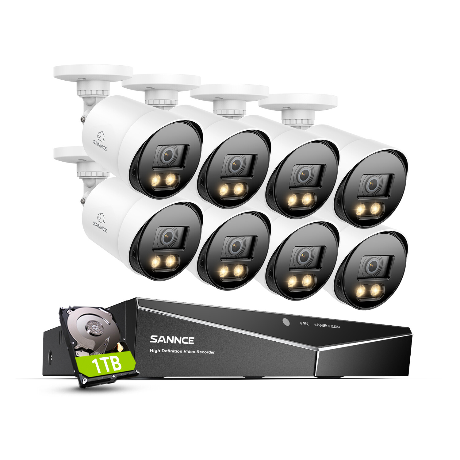 SANNCE 5MP 8CH DVR 1080P Security Camera System 2MP Full Color Night Vision 1TB