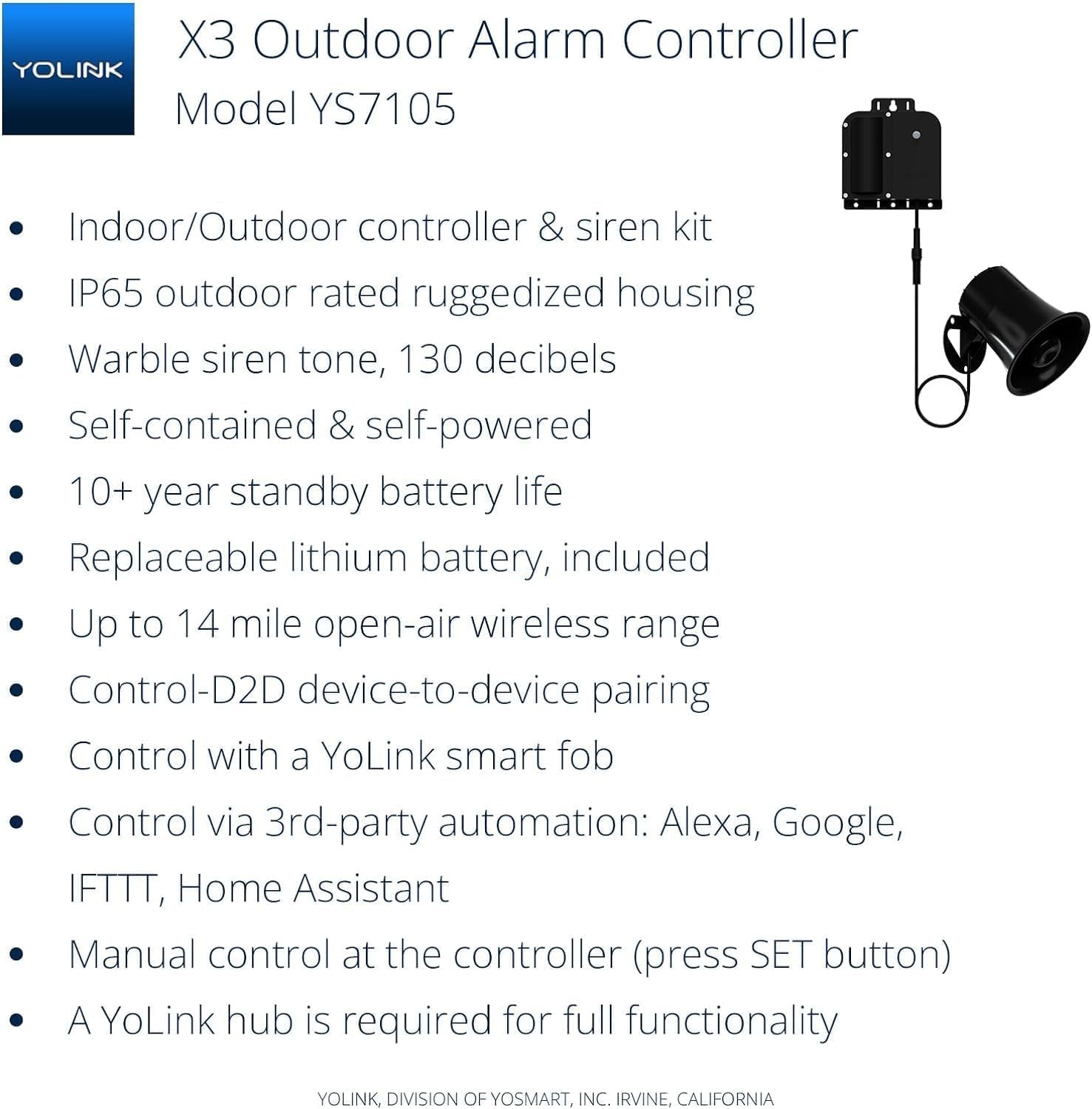 New Best YoLink X3 Version Outdoor Alarm Controller, Ruggedized Battery-Powered