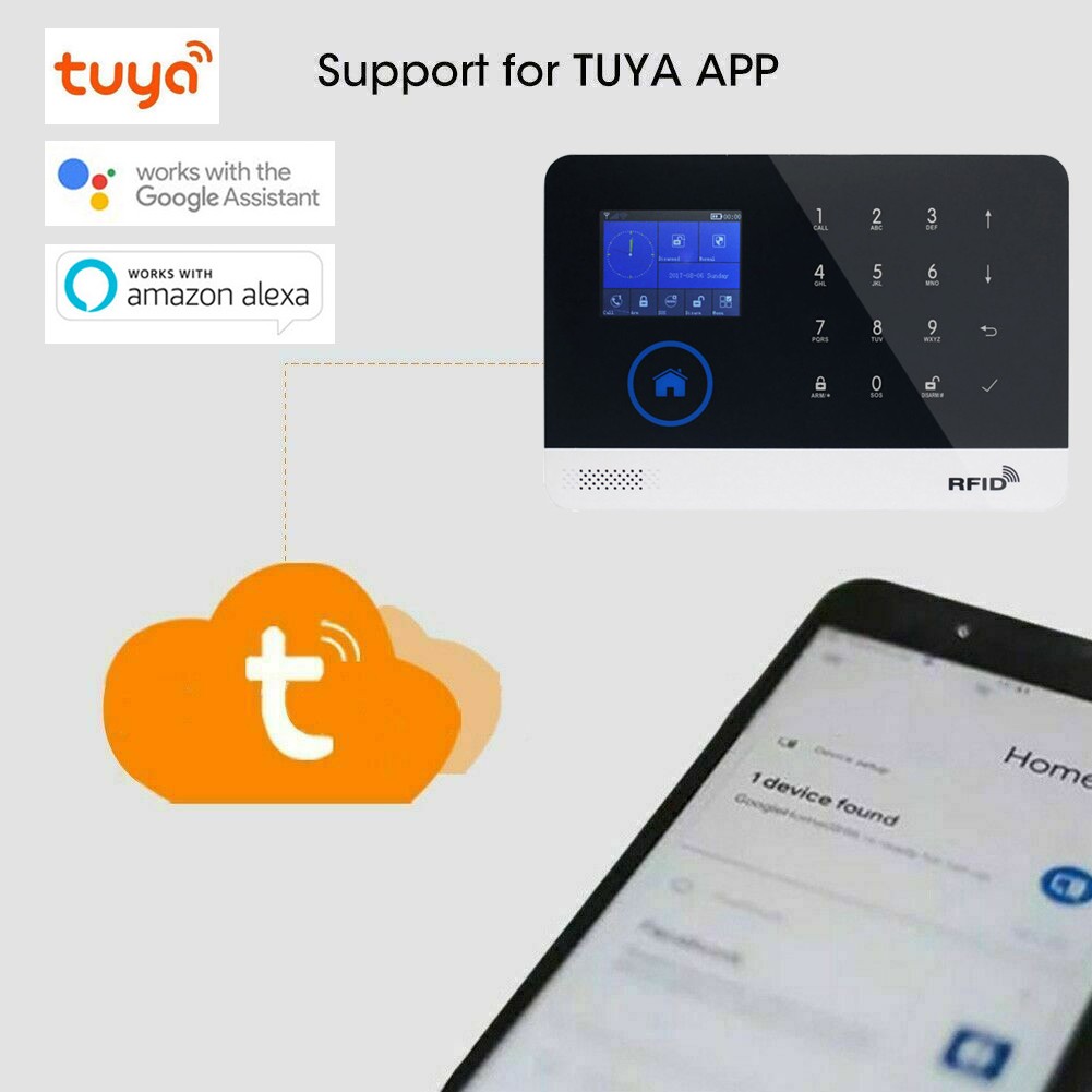 WiFi GSM Tuya APP Wireless Home House Security Alarm Burglar System+Alexa+Google
