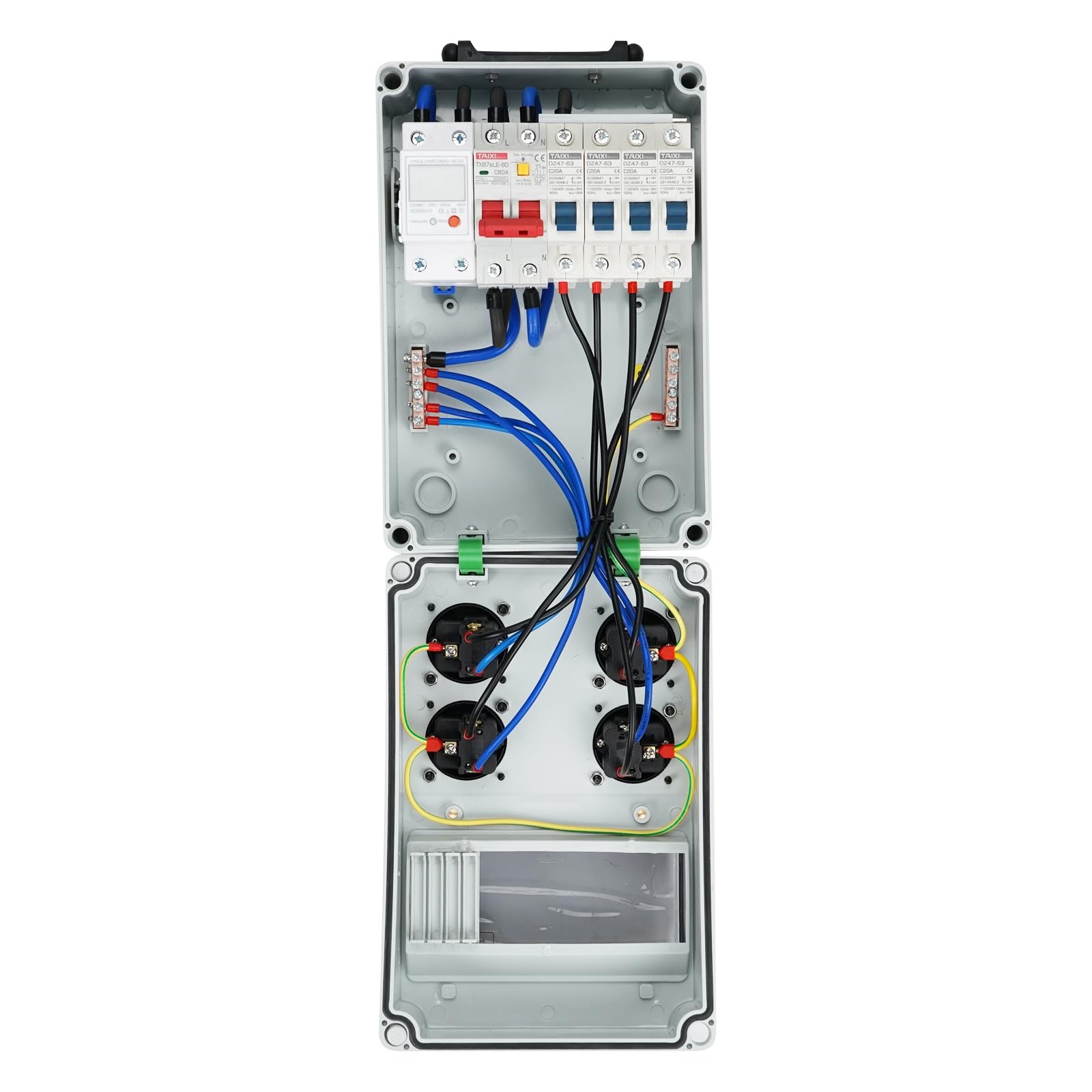 Power Distribution Box, 110V Electricity Meter 1*60A 4*20A FL+LS+METER
